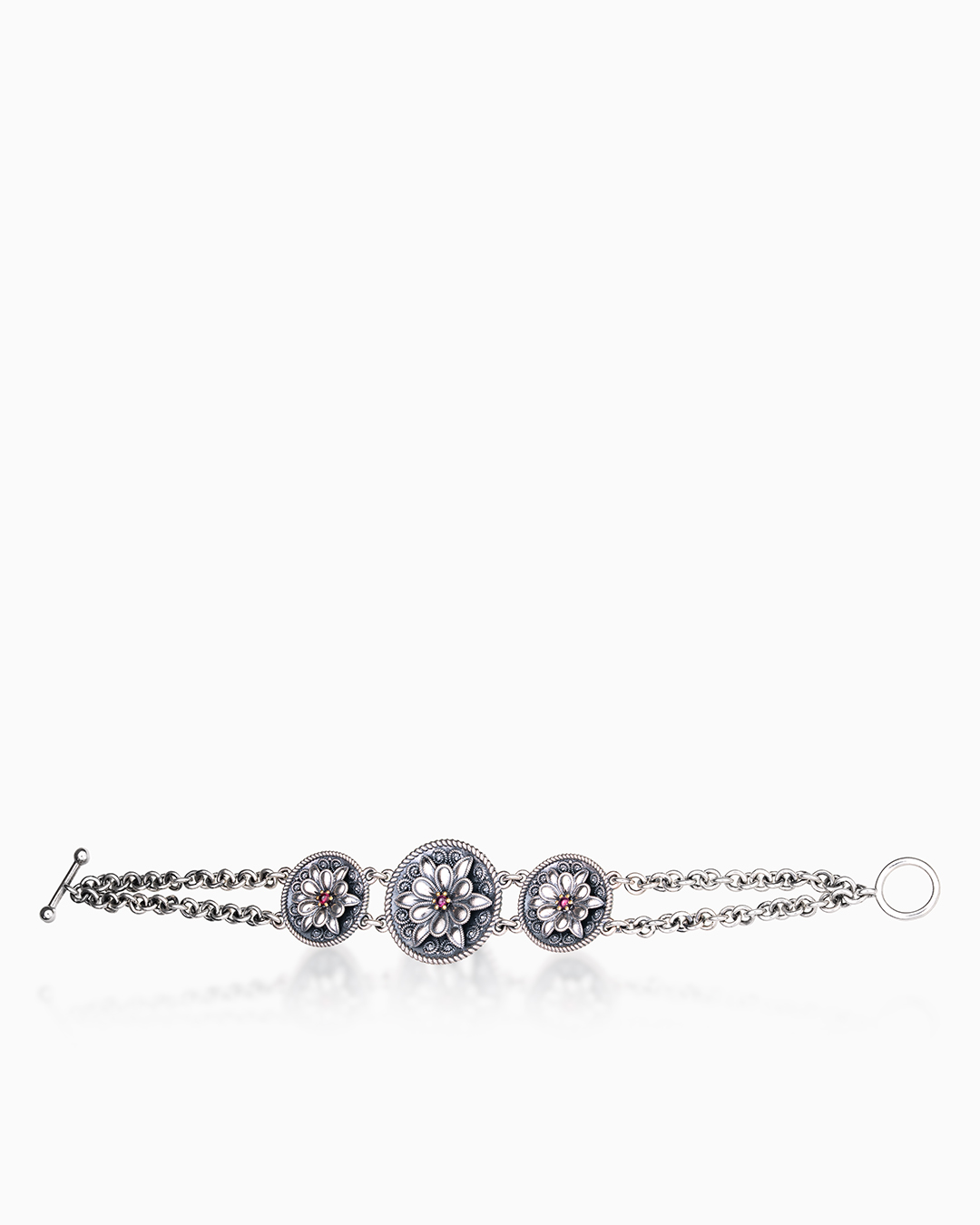 Браслет из серебра с камнем гранат - фото 2