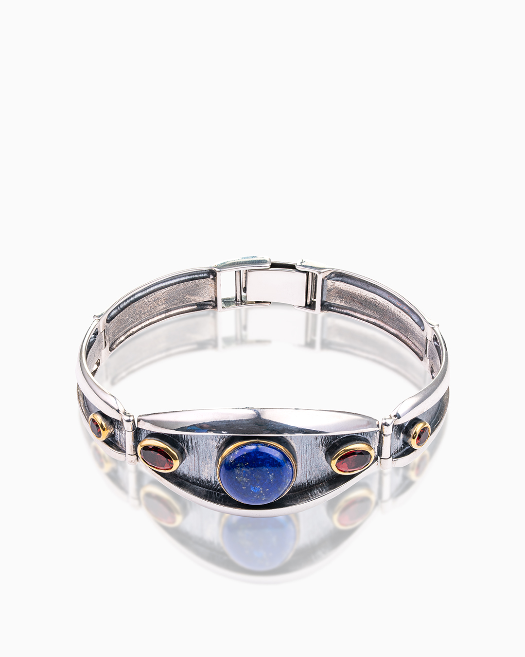 Серебряный браслет с камнем лазурит - фото 1