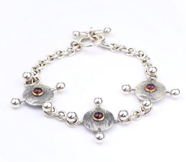 Браслет из серебра с камнем гранат | Ювелирные украшения Sarkissian - фото 2 d