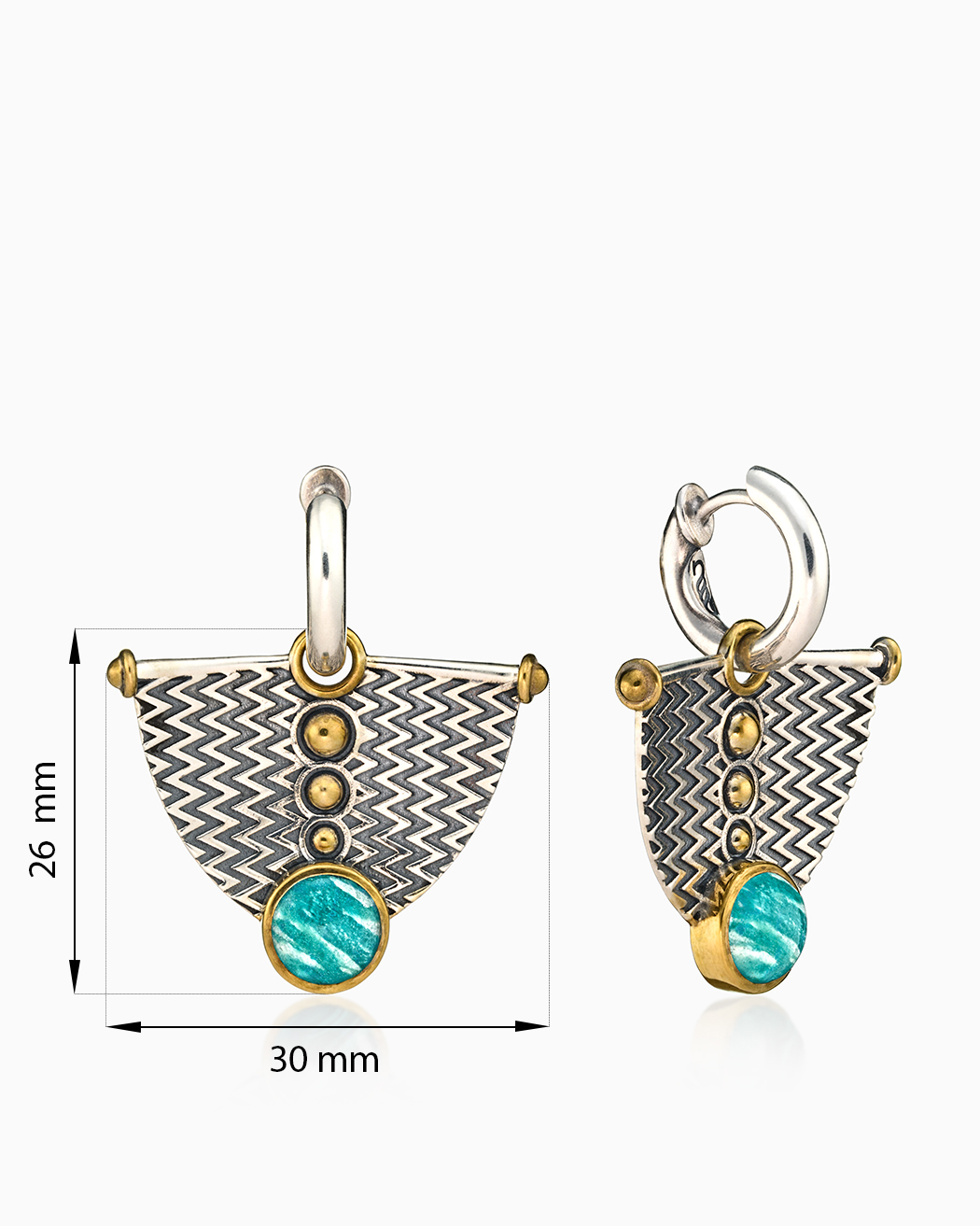 Серьги из серебра с камнем амазонит - фото 2