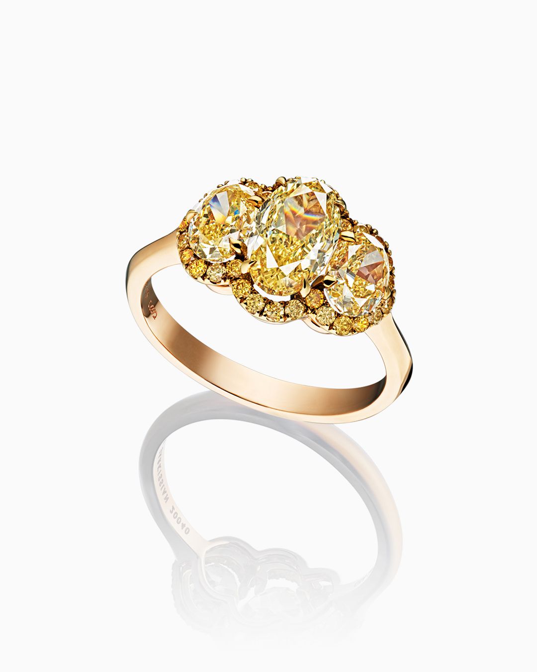 Кольцо с желтыми бриллиантами ”Трио” - фото 1