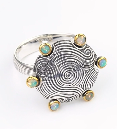 Кольцо из серебра с камнем опал | Ювелирные украшения Sarkissian - фото 3 d