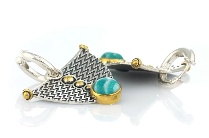 Серьги из серебра с камнем амазонит | Ювелирные украшения Sarkissian - фото 2 d