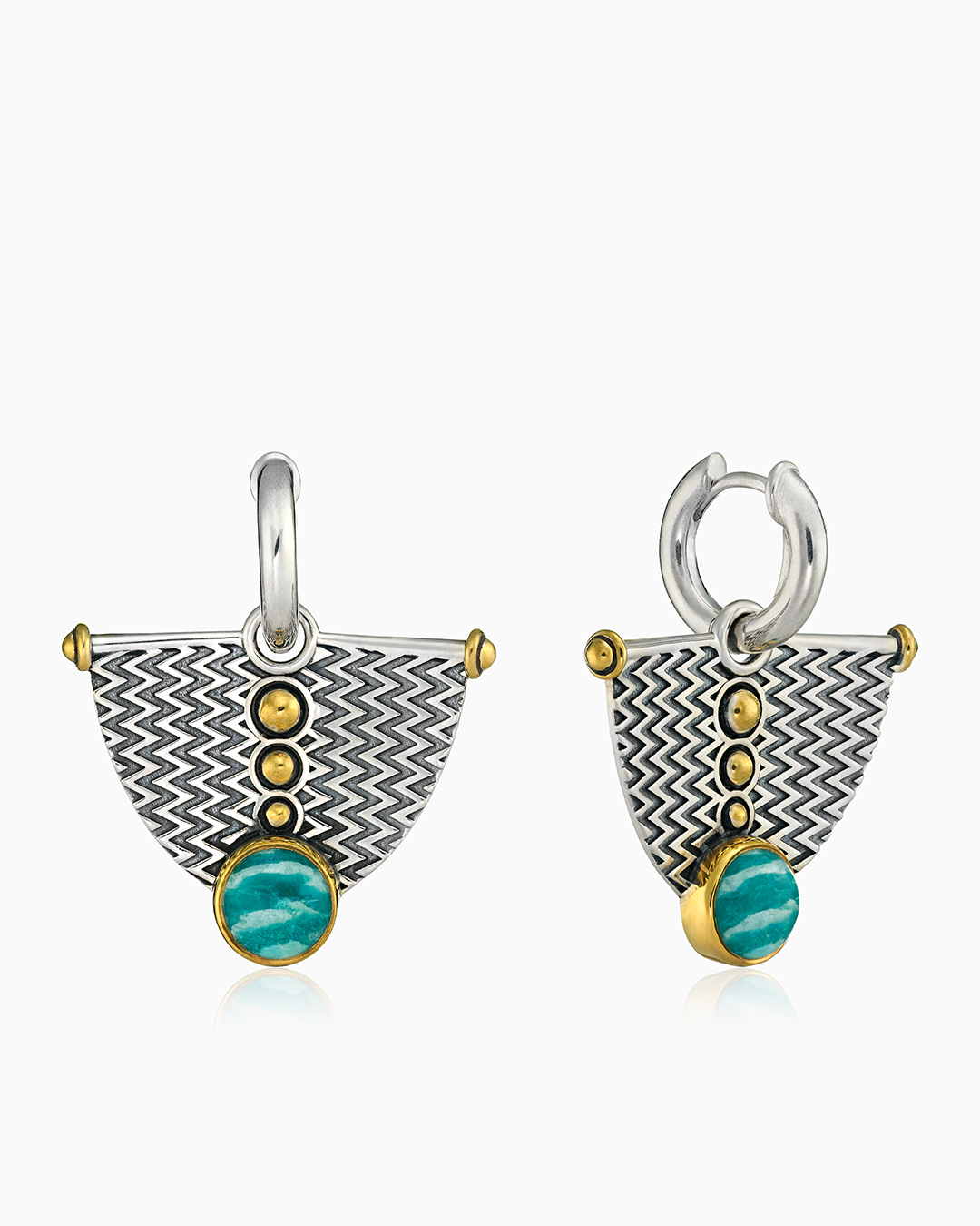 Серьги из серебра с камнем амазонит - фото 1