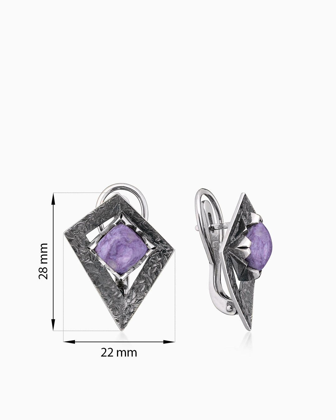 Серьги из серебра с камнем чароит | Ювелирные украшения Sarkissian - фото 14