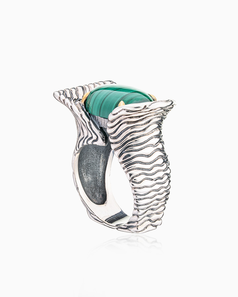 Кольцо из серебра с камнем малахит | Ювелирные украшения Sarkissian - фото 6