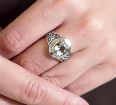 Серебряное кольцо «Мятные Соты» | Ювелирные украшения Sarkissian - фото 5 d