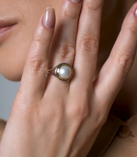 Кольцо из серебра с камнем жемчуг | Ювелирные украшения Sarkissian - фото 11 d