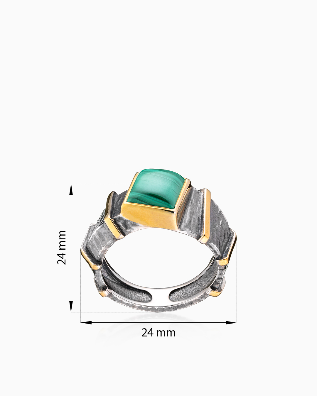 Кольцо из серебра с камнем малахит | Ювелирные украшения Sarkissian - фото 8