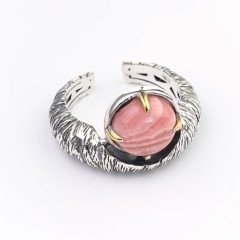 Сереборяное кольцо "Родохрозитовый Шелк" | Ювелирные украшения Sarkissian - фото 9 d