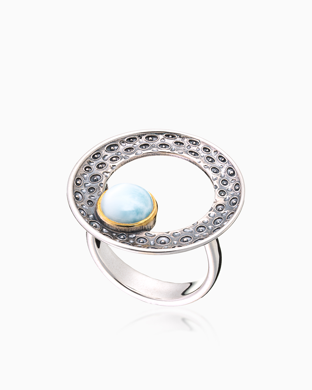 Кольцо из серебра с камнем ларимар - фото 1