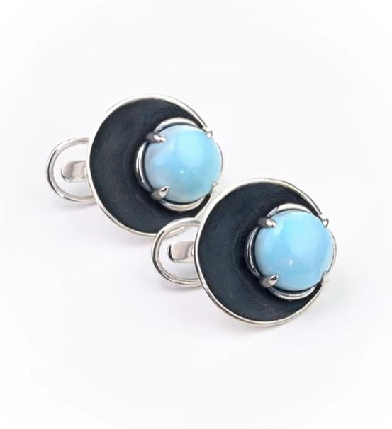 Серьги из серебра с камнем ларимар | Ювелирные украшения Sarkissian - фото 2 d