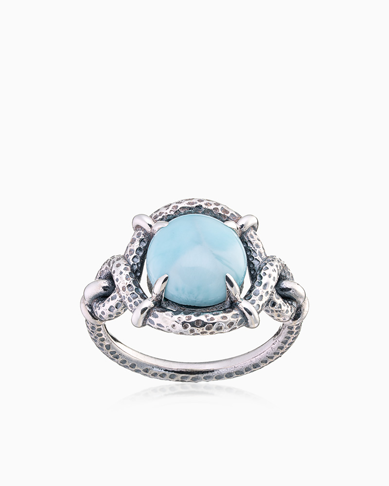 Кольцо из серебра с камнем ларимар - фото 2