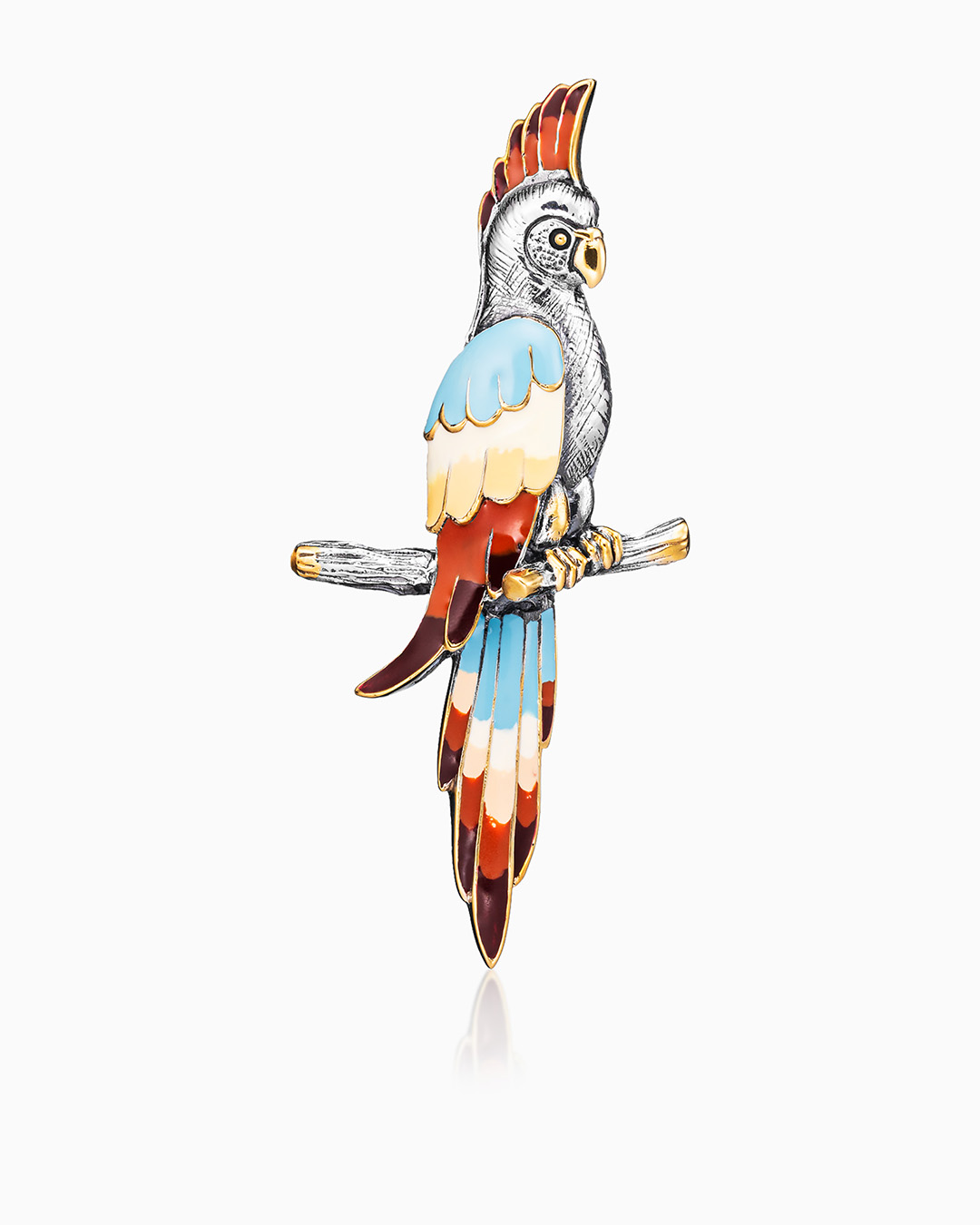 Эмалевая брошь "Попугай" - фото 1