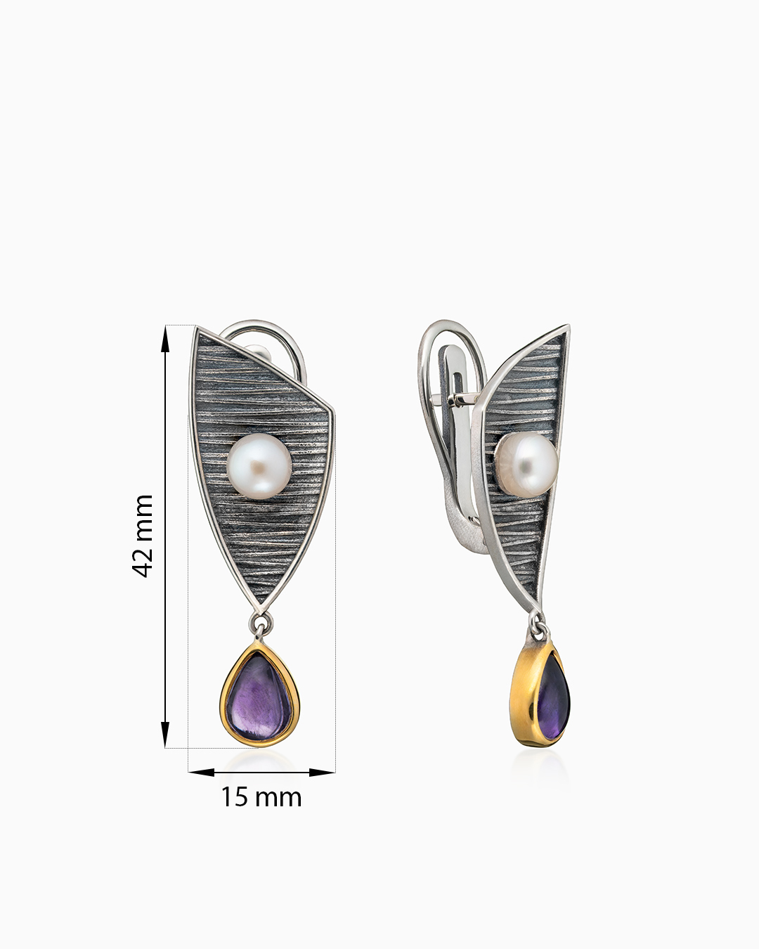 Серебряные серьги с аметистом - фото 2