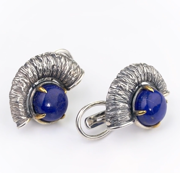 Серьги из серебра с камнем лазурит | Ювелирные украшения Sarkissian - фото 1 d