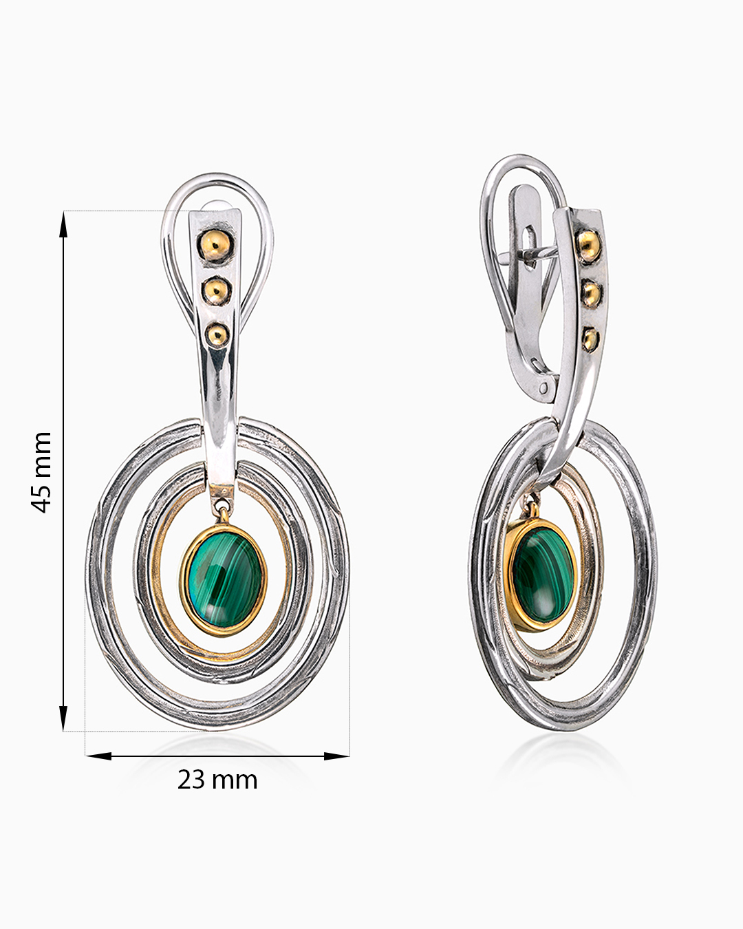 Серьги из серебра с камнем малахит | Ювелирные украшения Sarkissian - фото 16