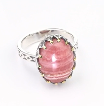 Кольцо из серебра с камнем родохрозит | Ювелирные украшения Sarkissian - фото 4 d