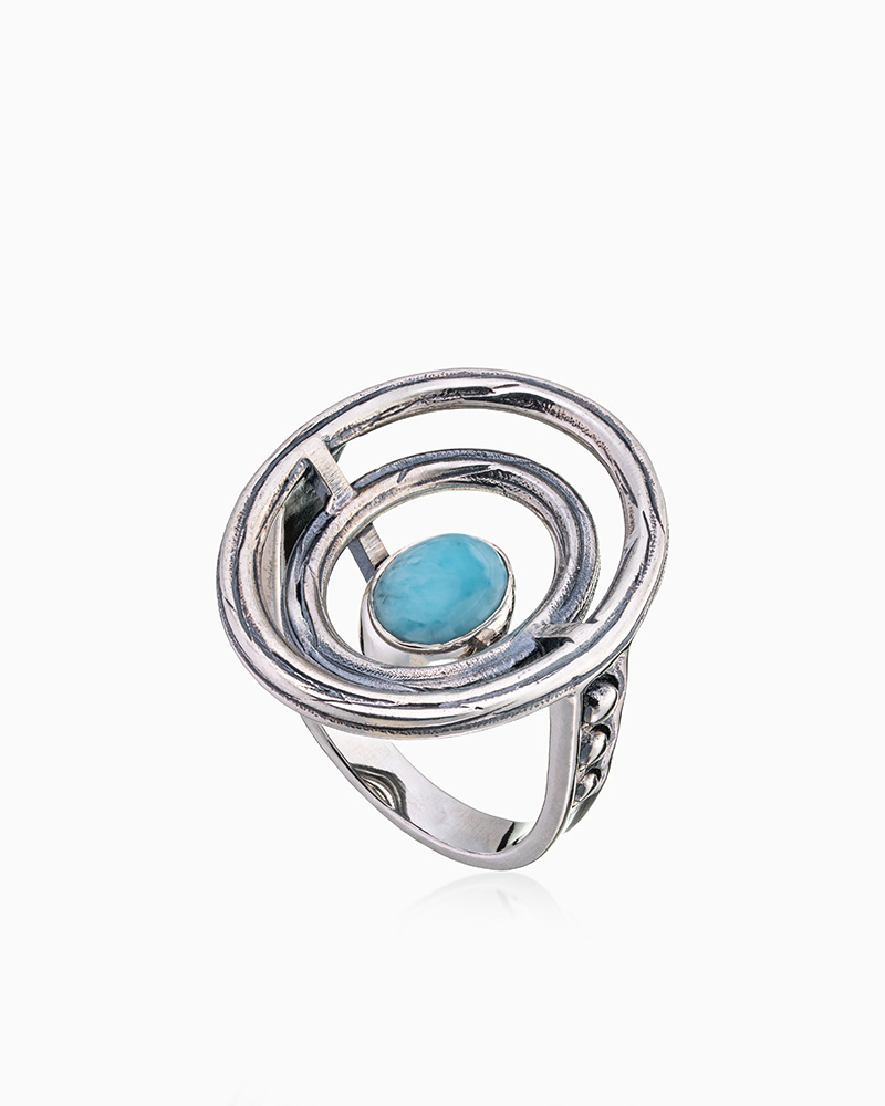 Кольцо из серебра с камнем ларимар - фото 1