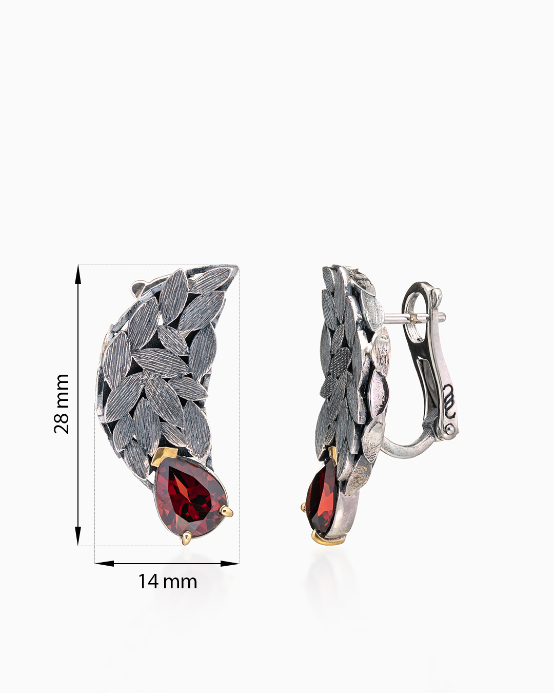 Серьги с гранатом из серебра - фото 2