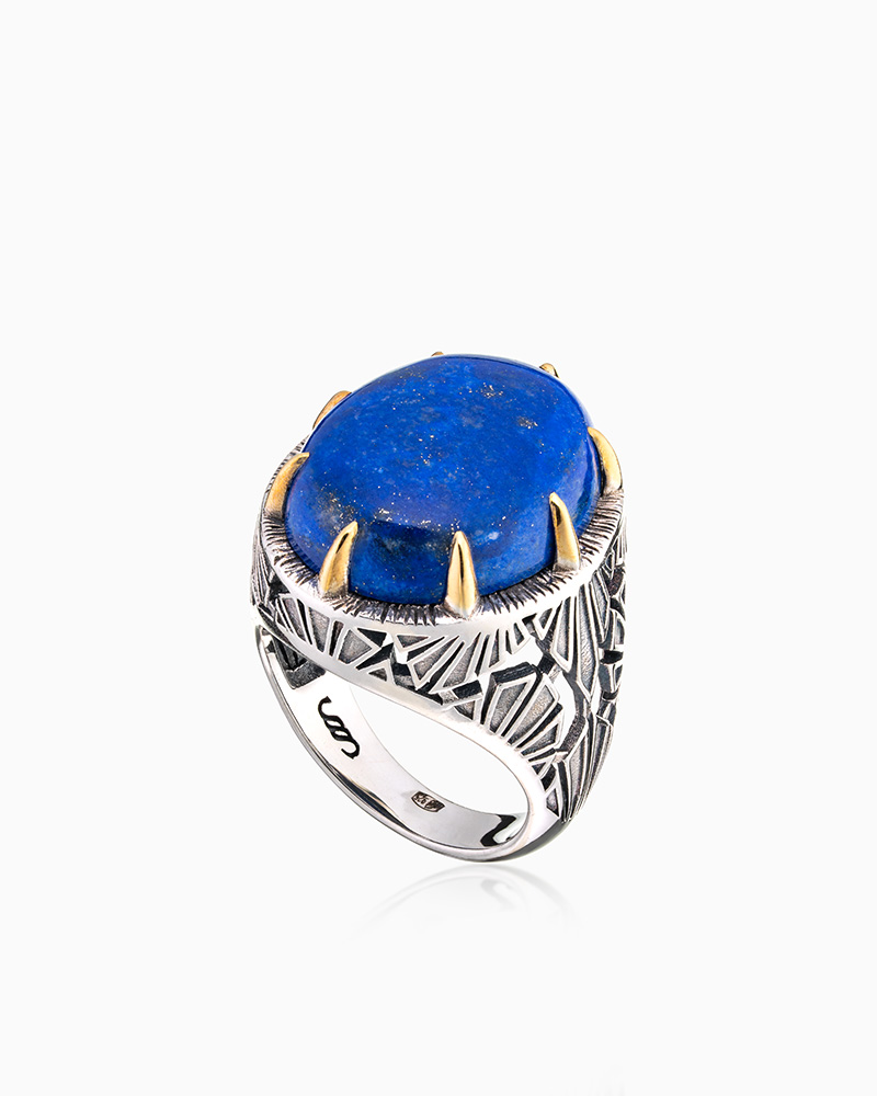 Кольцо из серебра с камнем лазурит - фото 1