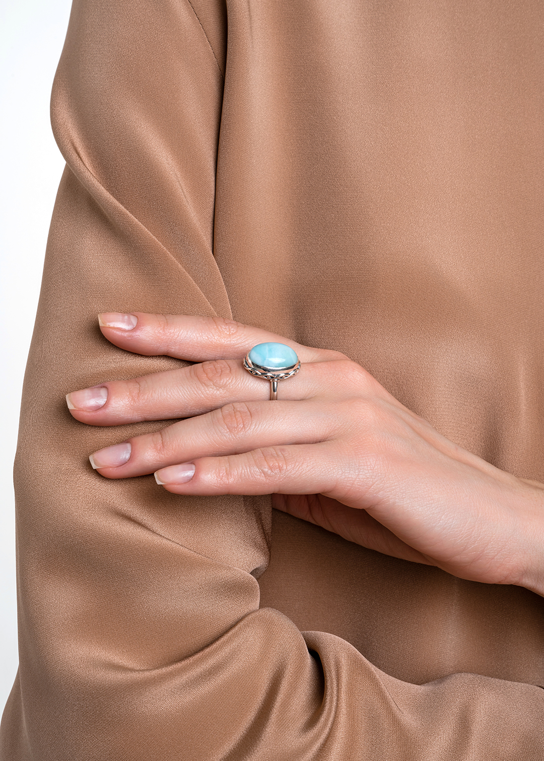 Кольцо из серебра с камнем ларимар | Ювелирные украшения Sarkissian - фото 11