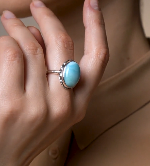 Кольцо из серебра с камнем ларимар | Ювелирные украшения Sarkissian - фото 8 d