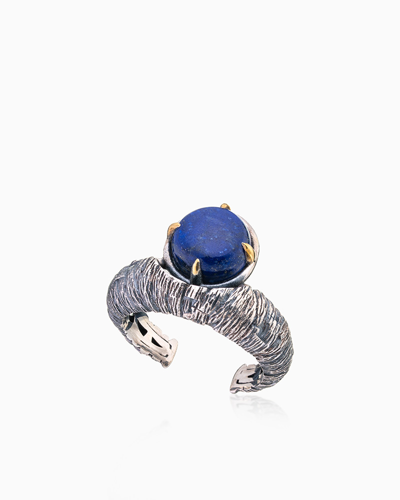 Кольцо из серебра с камнем лазурит - фото 1
