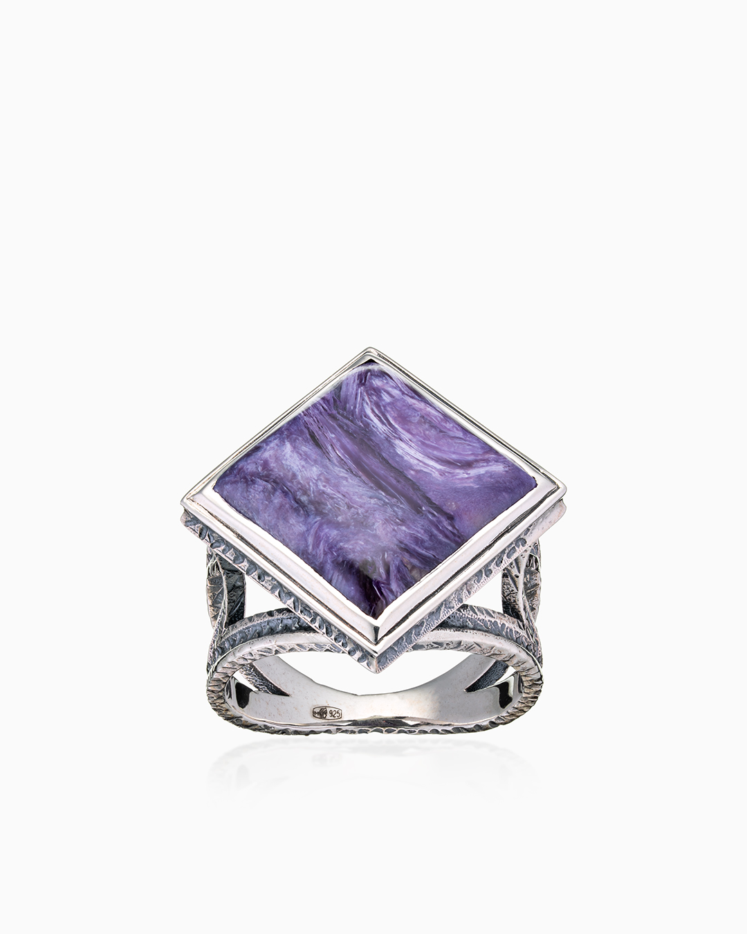 Cеребряное кольцо с чароитом - фото 2