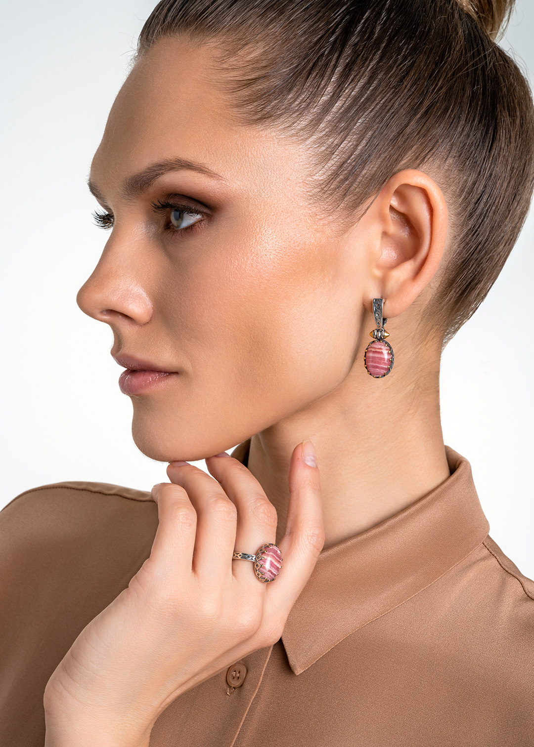 Серьги из серебра с камнем родохрозит | Ювелирные украшения Sarkissian - фото 14
