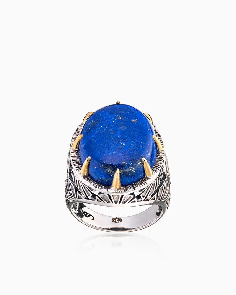 Кольцо из серебра с камнем лазурит - фото 2