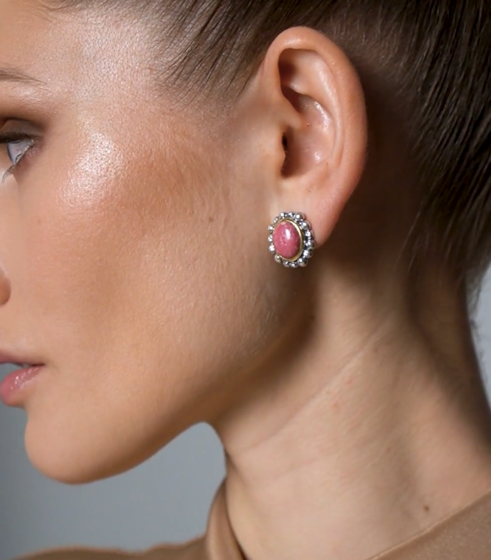 Серьги из серебра с камнем тулит | Ювелирные украшения Sarkissian - фото 2 d