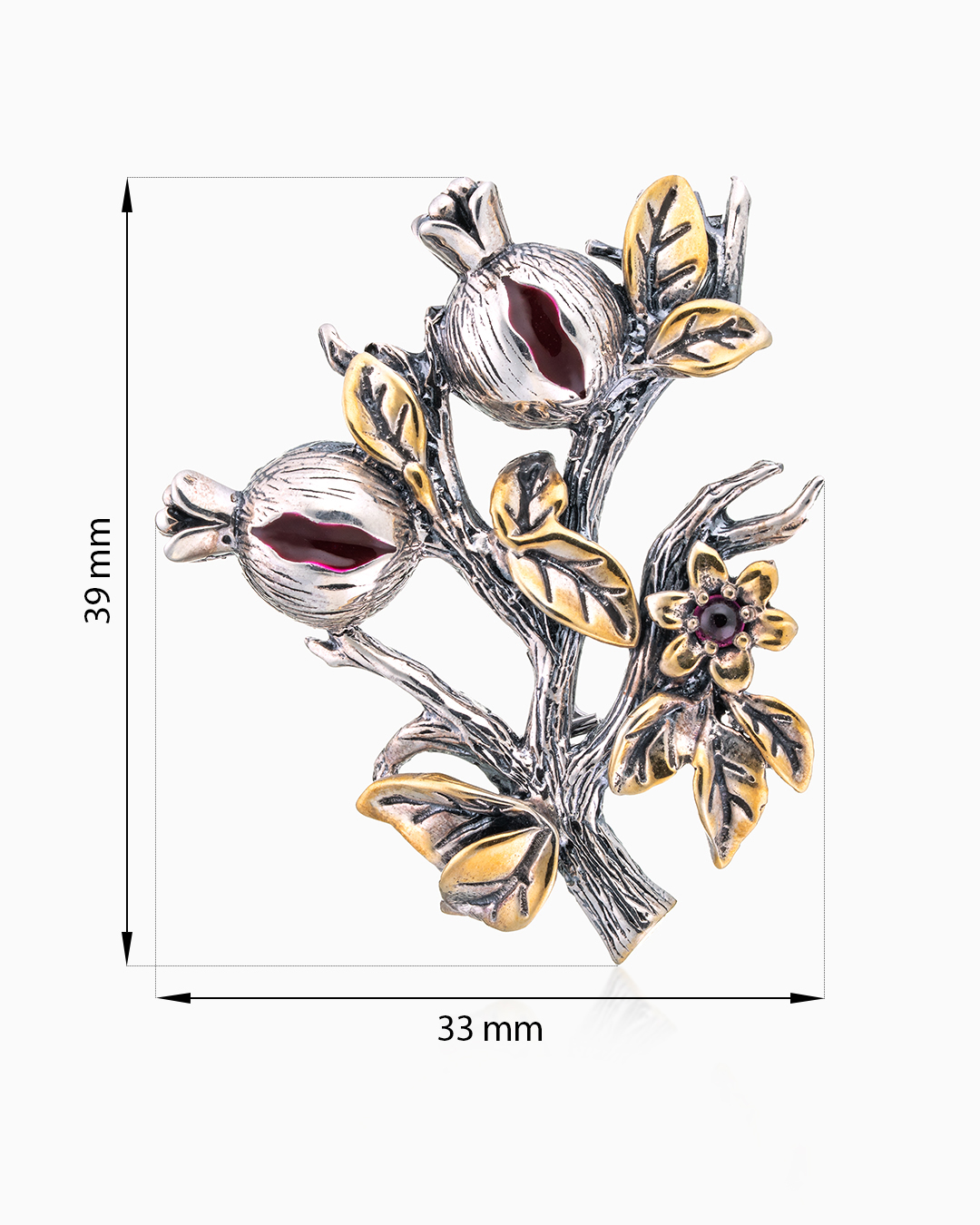 Брошь из серебра с камнем гранат - фото 2