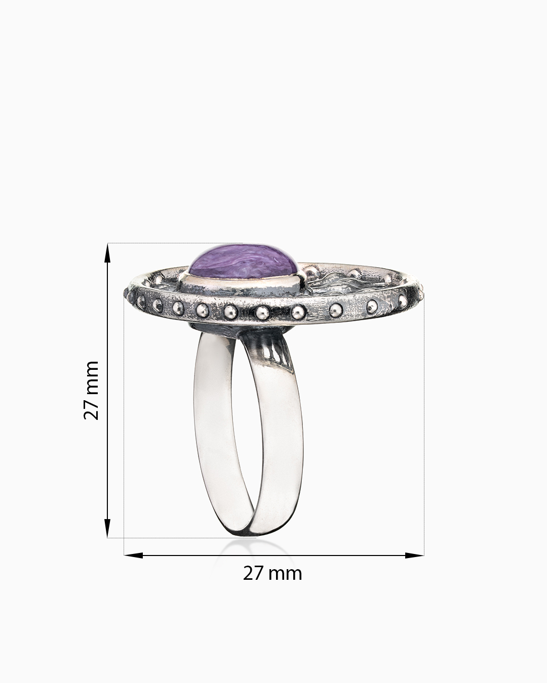 Кольцо из серебра с камнем чароит | Ювелирные украшения Sarkissian - фото 8