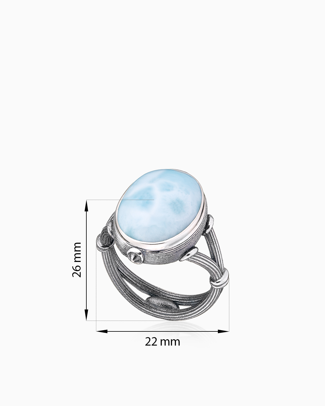 Кольцо из серебра с камнем ларимар | Ювелирные украшения Sarkissian - фото 8