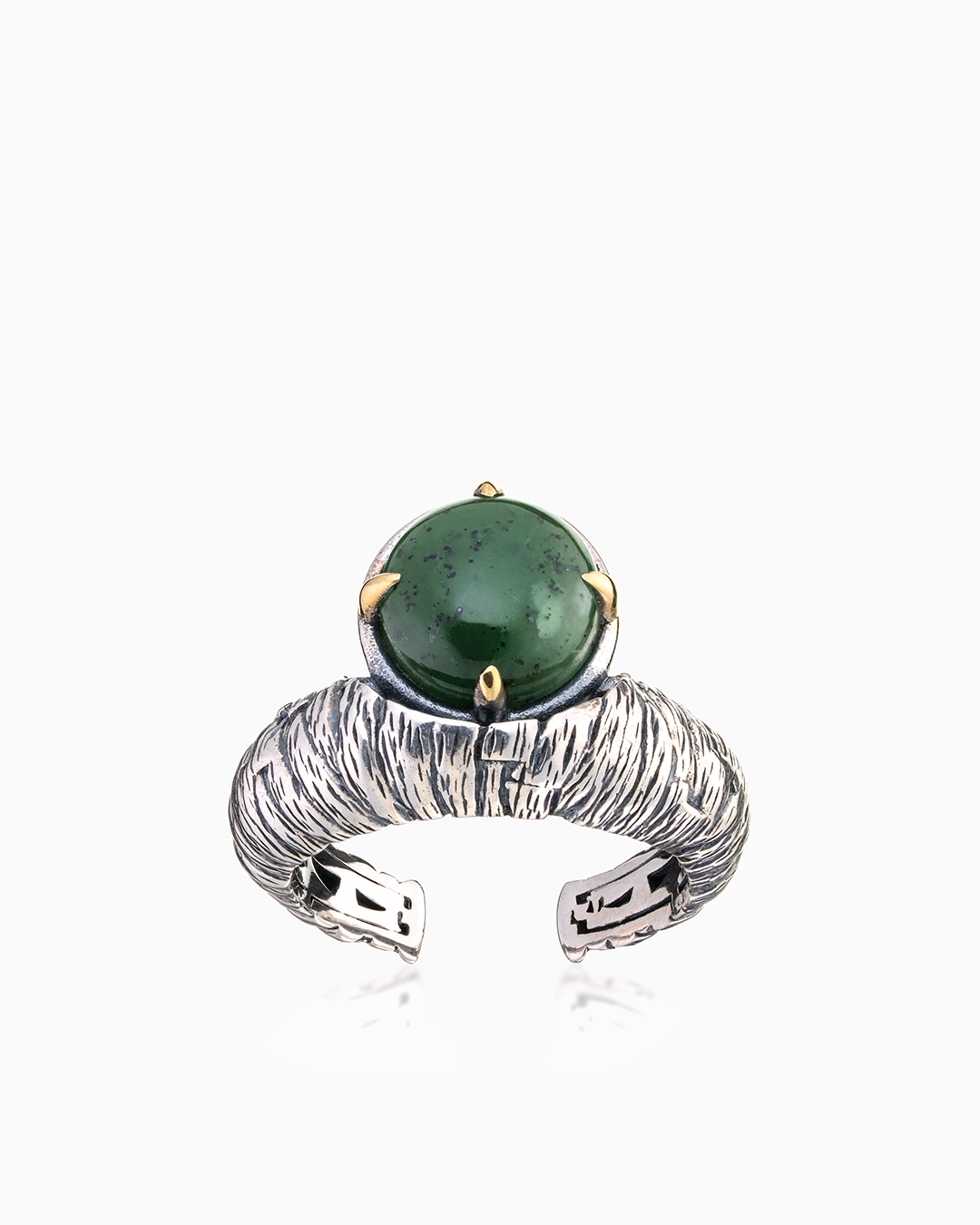 Cеребряное кольцо с камнем нефрит - фото 2