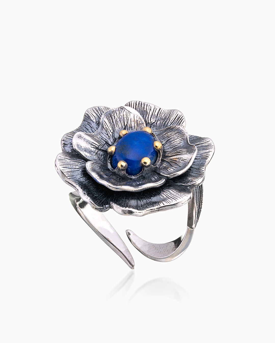 Кольцо из серебра с камнем лазурит - фото 1