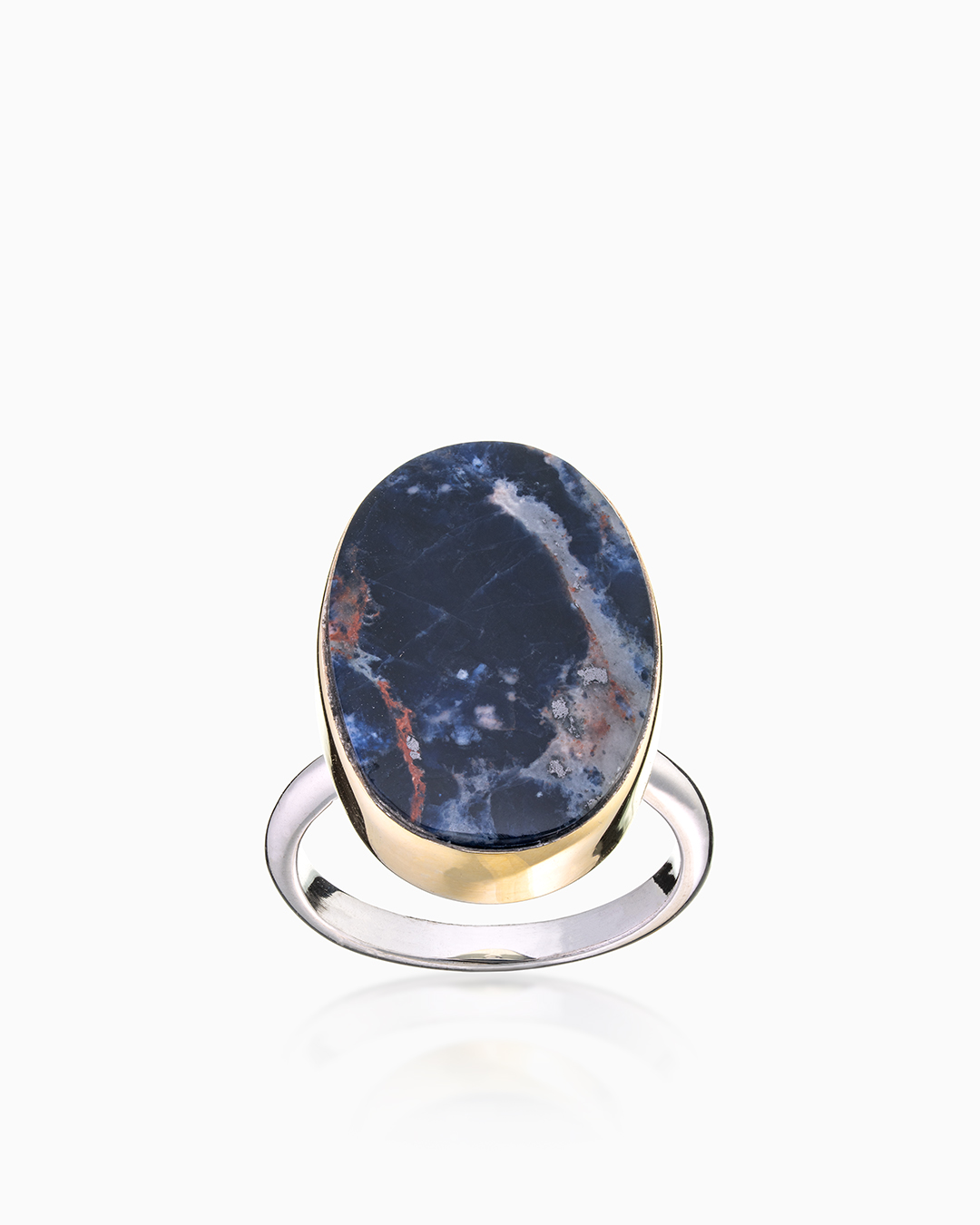 Кольцо из серебра с камнем содалит - фото 2