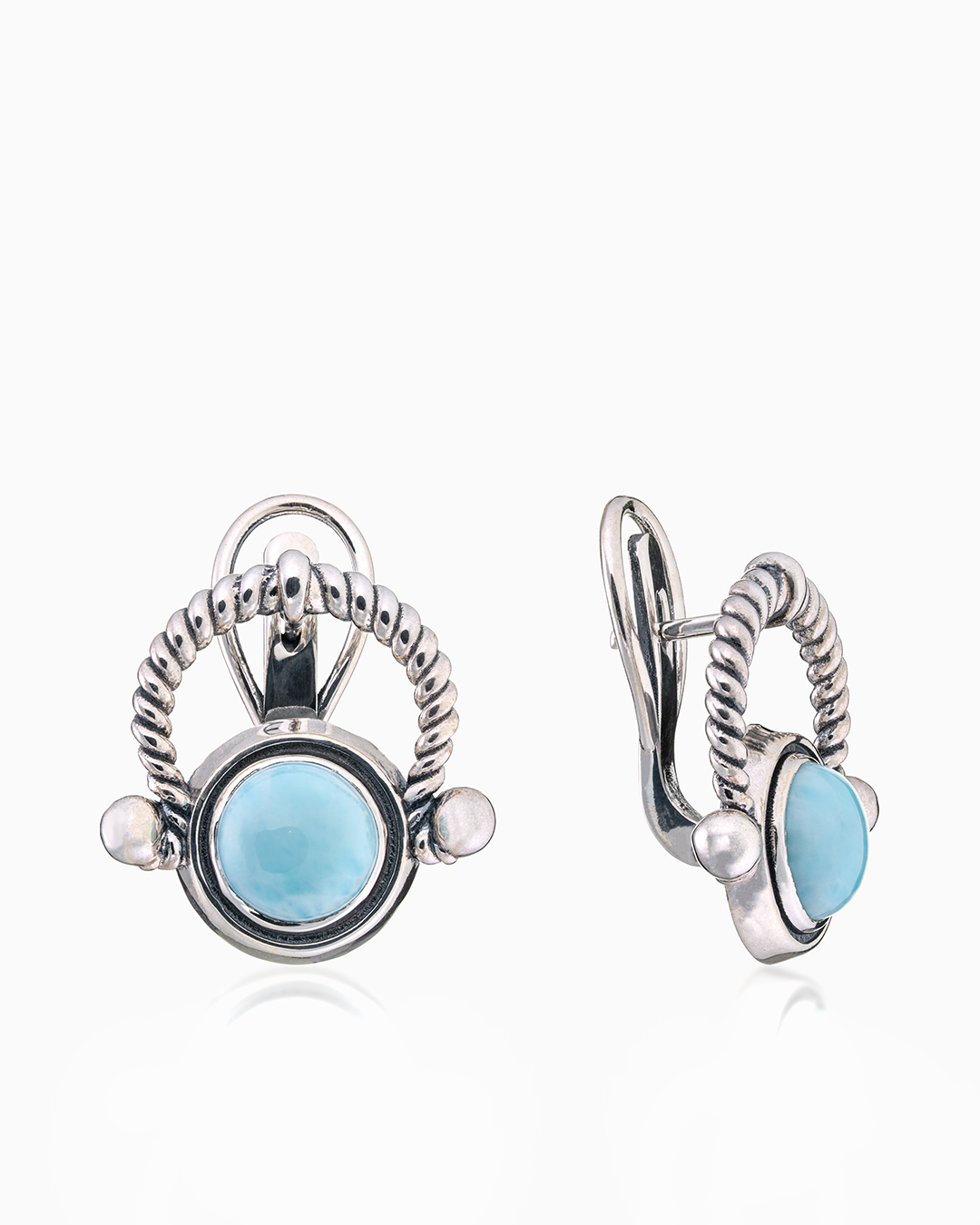 Серебряные серьги с ларимаром | Ювелирные украшения Sarkissian - фото 8