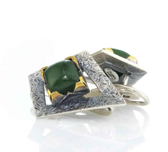 Серебряные серьги с камнем нефрит | Ювелирные украшения Sarkissian - фото 9 d