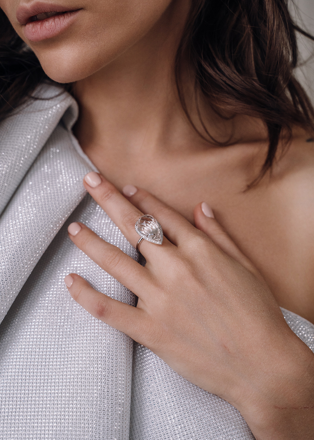 Кольцо из золота с камнем горный хрусталь - фото 2