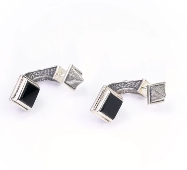 Серьги из серебра с камнем оникс | Ювелирные украшения Sarkissian - фото 1 d