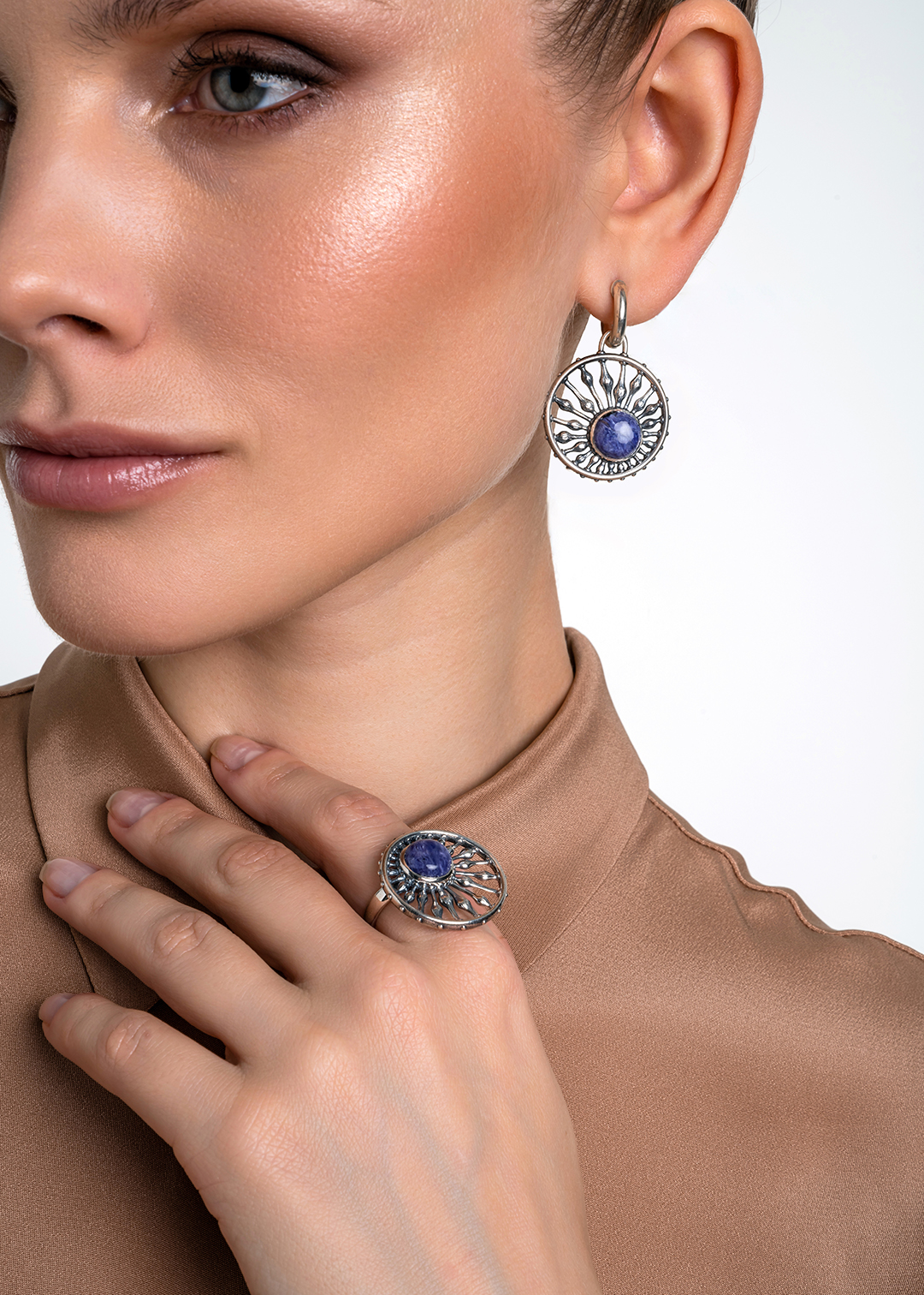 Серьги из серебра с камнем чароит | Ювелирные украшения Sarkissian - фото 14