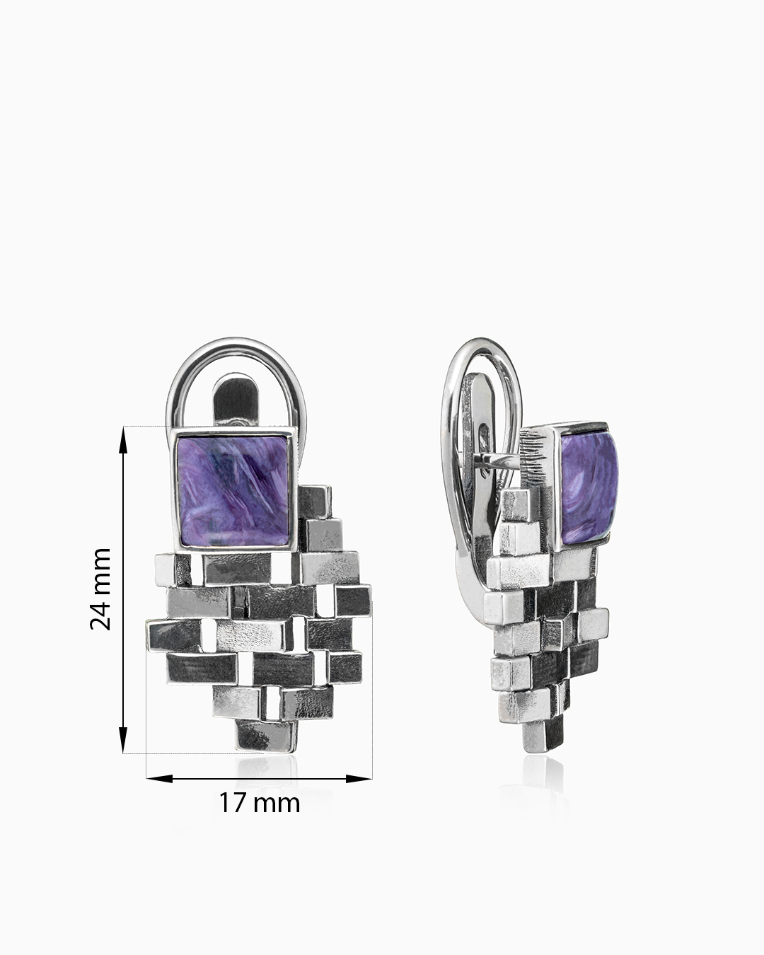 Серьги из серебра с камнем чароит | Ювелирные украшения Sarkissian - фото 18