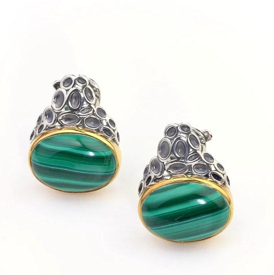 Серьги с малахитом из серебра | Ювелирные украшения Sarkissian - фото 8 d