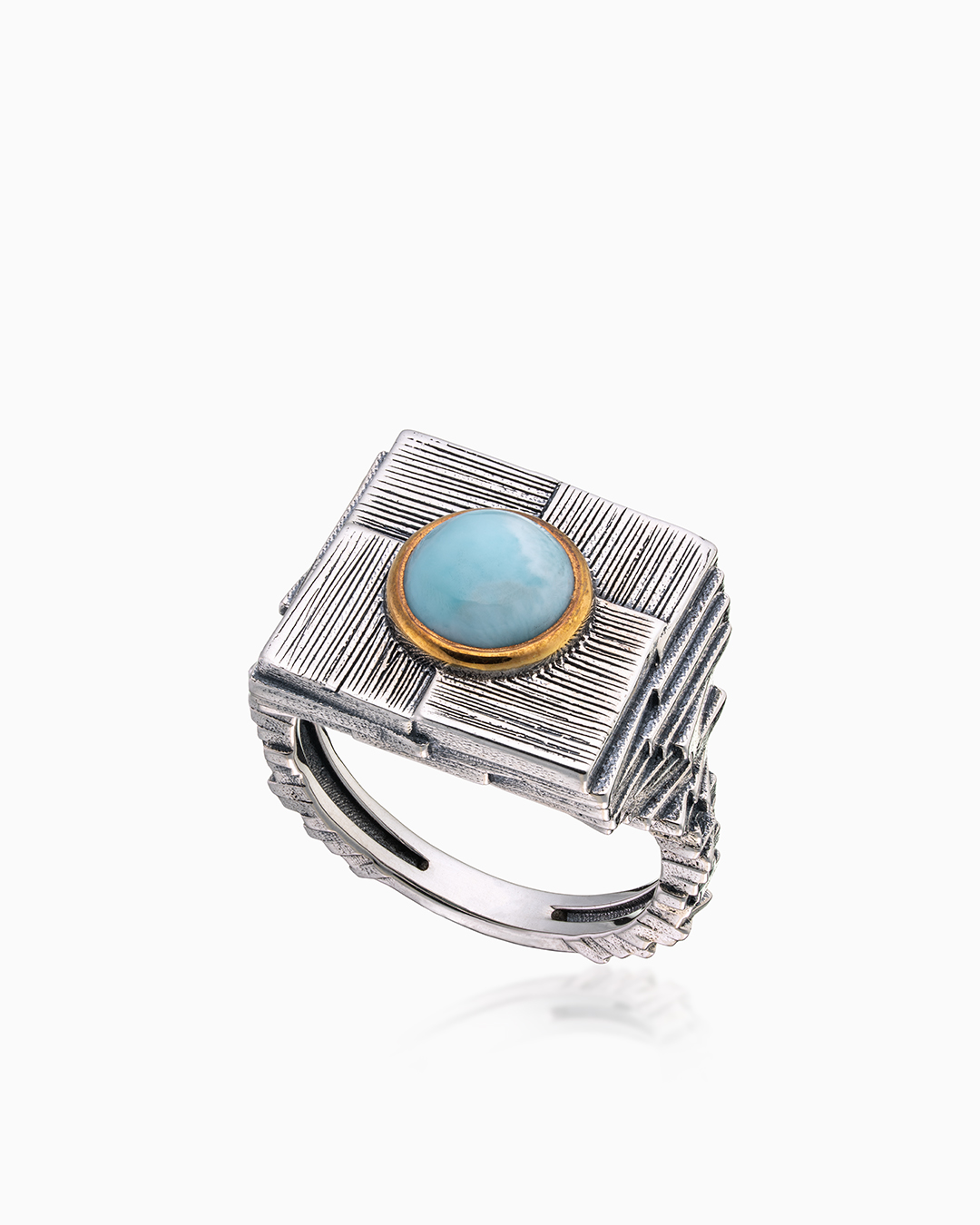 Кольцо из серебра с камнем ларимар - фото 1