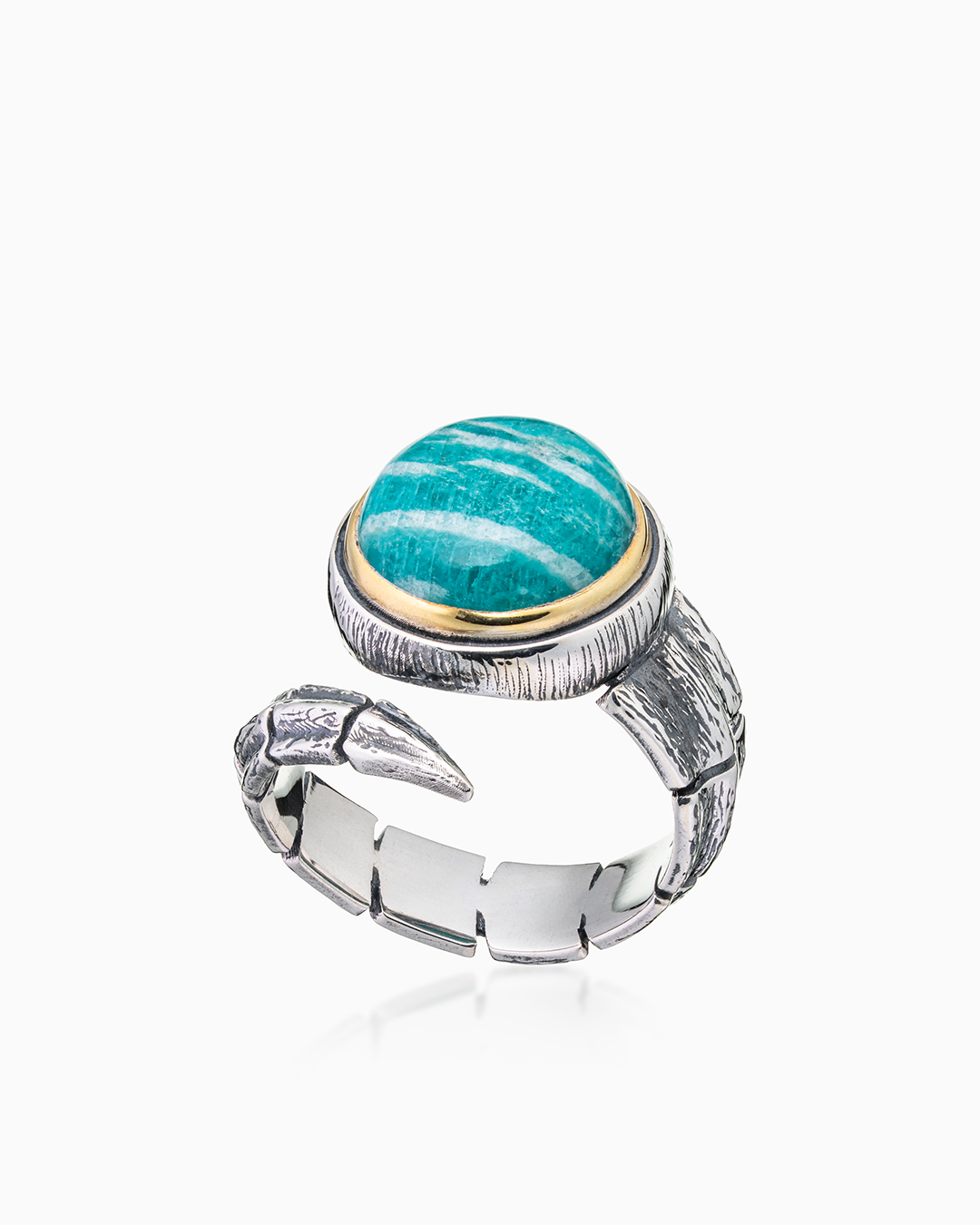 Кольцо из серебра с камнем амазонит - фото 1