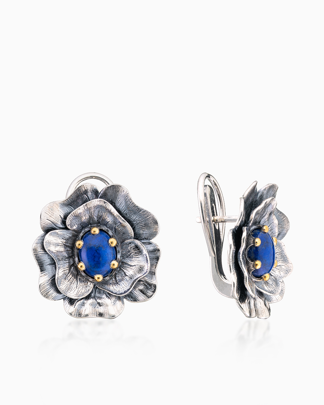 Серьги из серебра с камнем лазурит - фото 1