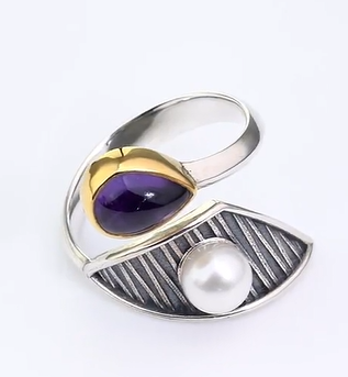 Кольцо из серебра с камнем аметист | Ювелирные украшения Sarkissian - фото 4 d