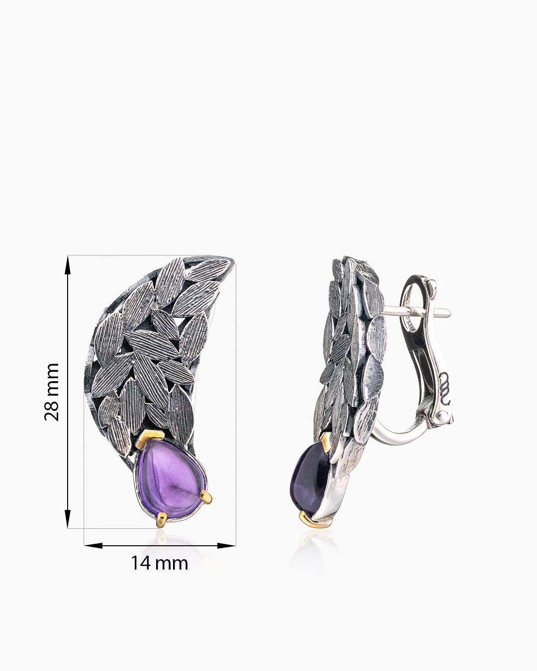 Серьги из серебра с камнем аметист - фото 2